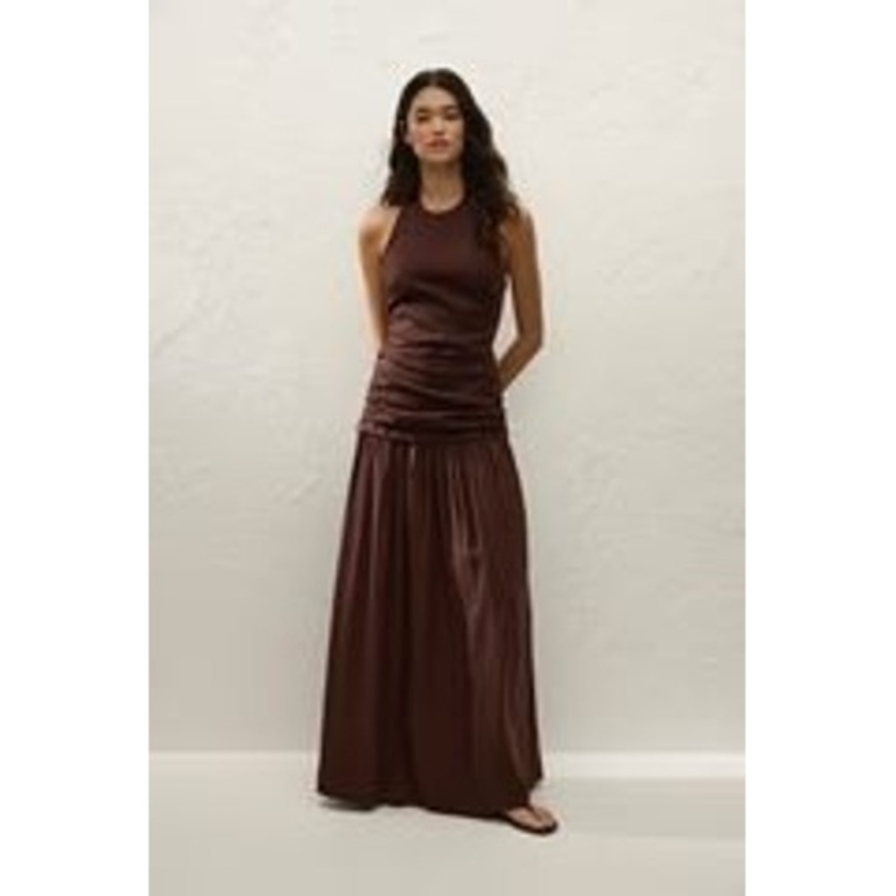Faithfull the Brand Tali Maxi Dress Carob Brown Size XXL New With Tags